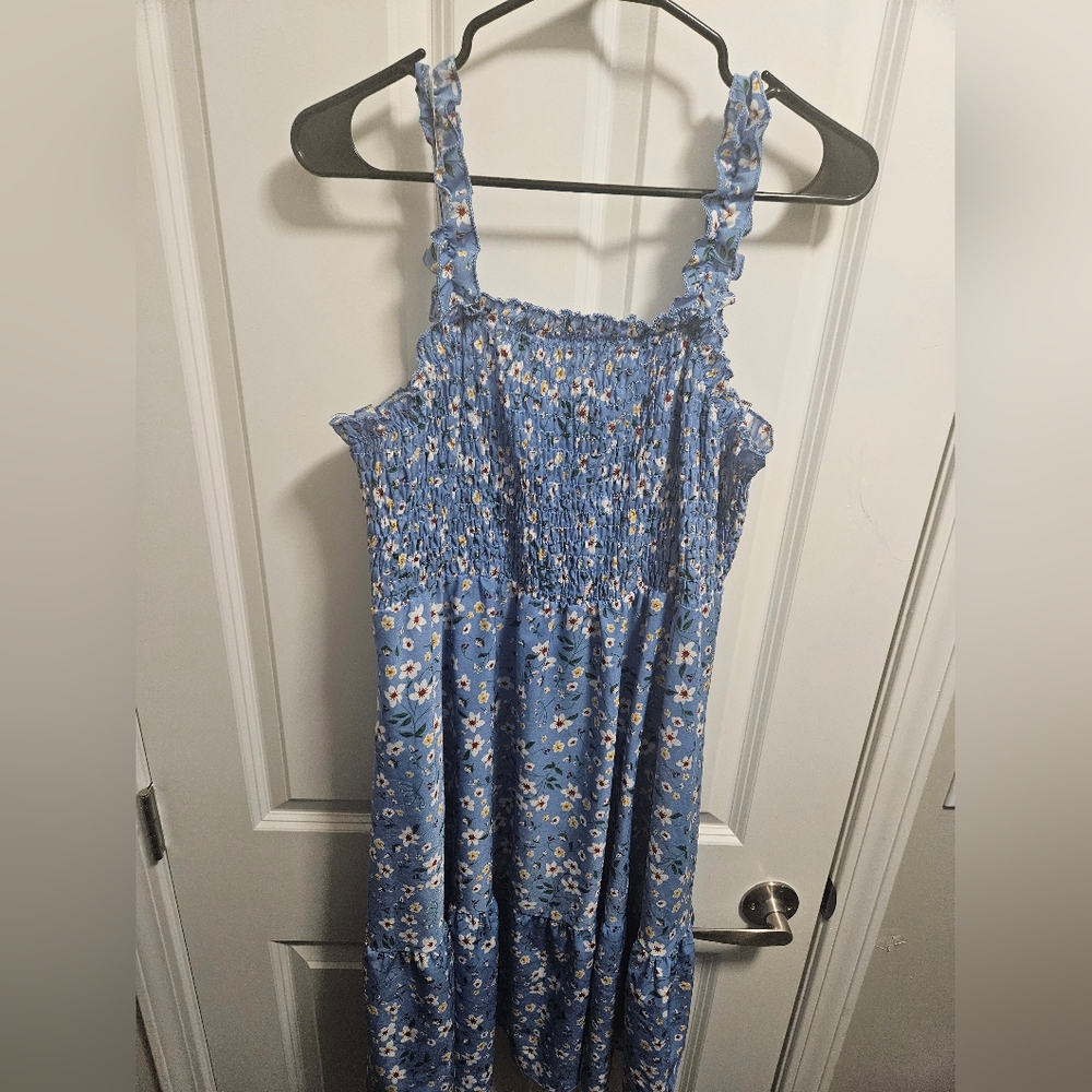 SHEIN Blue Floral Curve Dress